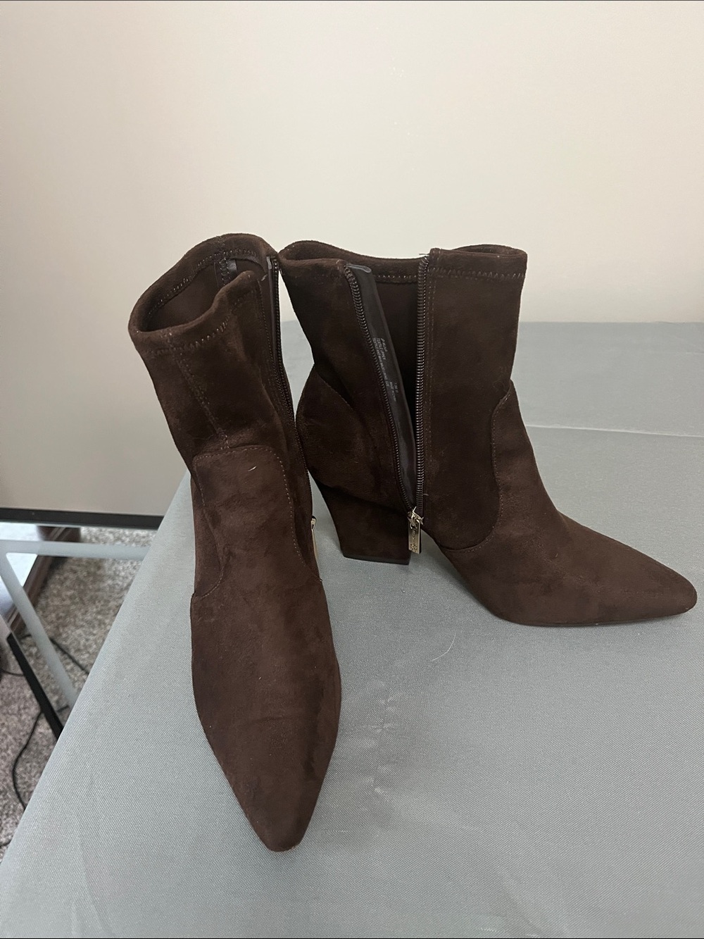 Jessica Simpson Dark Brown Suede Pointed Toe Ankle Booties